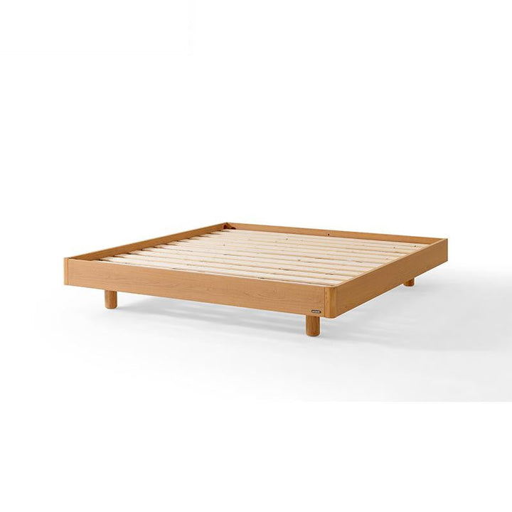 JANELLE Wood Color Panel Queen Bed wood color Dense Slats No headboard