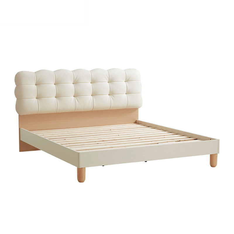 JEANNE Wood Color and White Solid Wood Bed