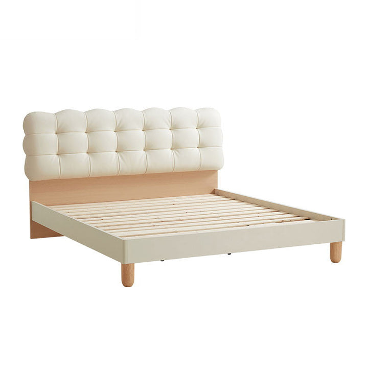 JEANNE Solid Wood Queen Bed wood color + white Skeleton