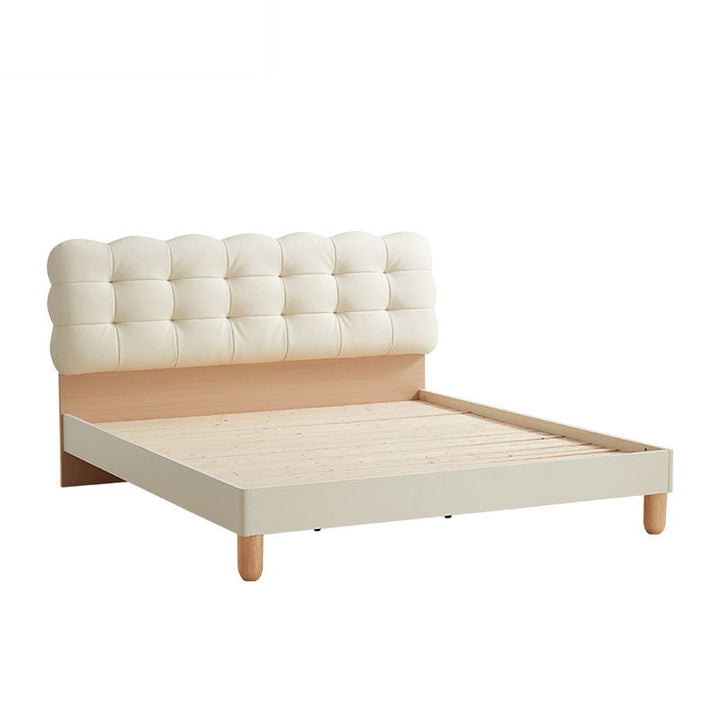 JEANNE Solid Wood Queen Bed wood color + white Planking
