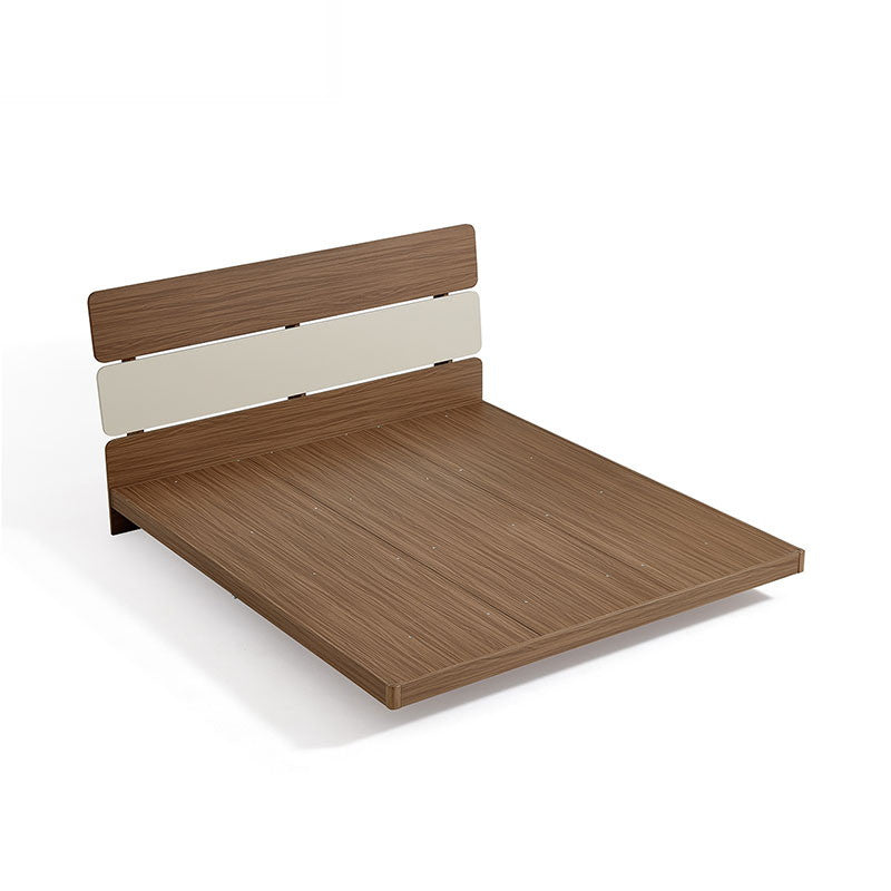 URUMQI Platform Queen Bed with light walnut Suspended with Light