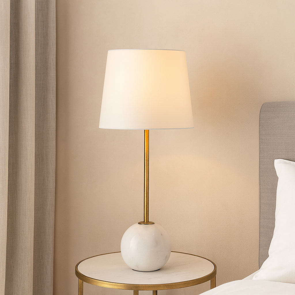 NAOMI Marble Table Lamp with Brass Finish