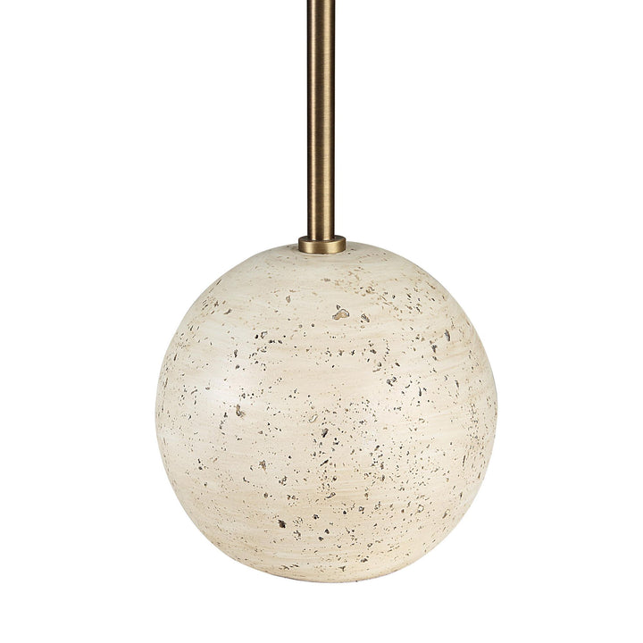 DAVIDE Off-White Lamp with Brass Stem