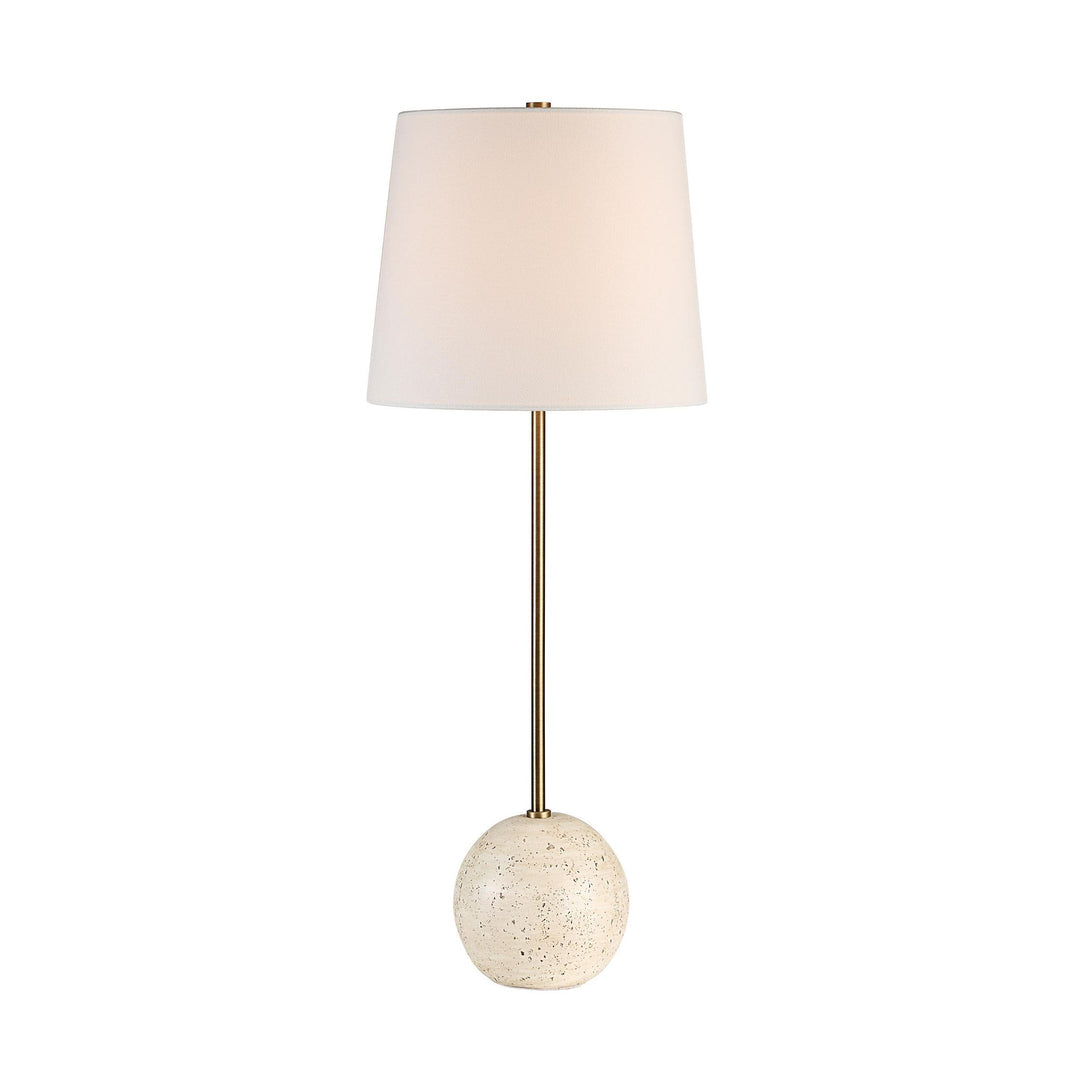 DAVIDE Off-White Lamp with Brass Stem
