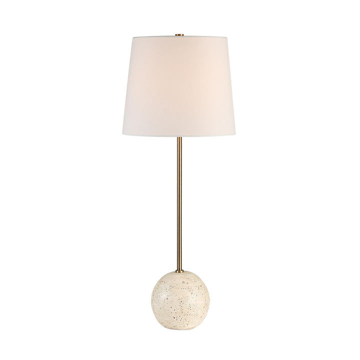 DAVIDE Off-White Lamp with Brass Stem