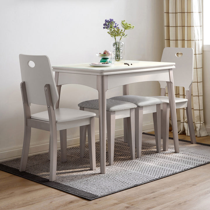 PAOLO Tempered Glass Extendable Dining Table