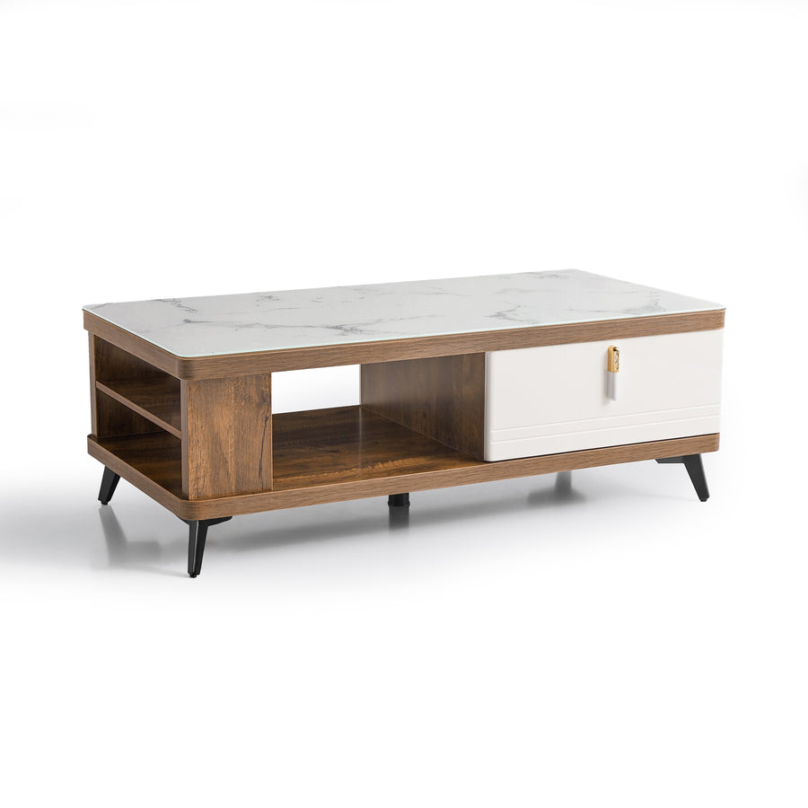 VINCENT Dual-Storage Tempered Glass Coffee Table