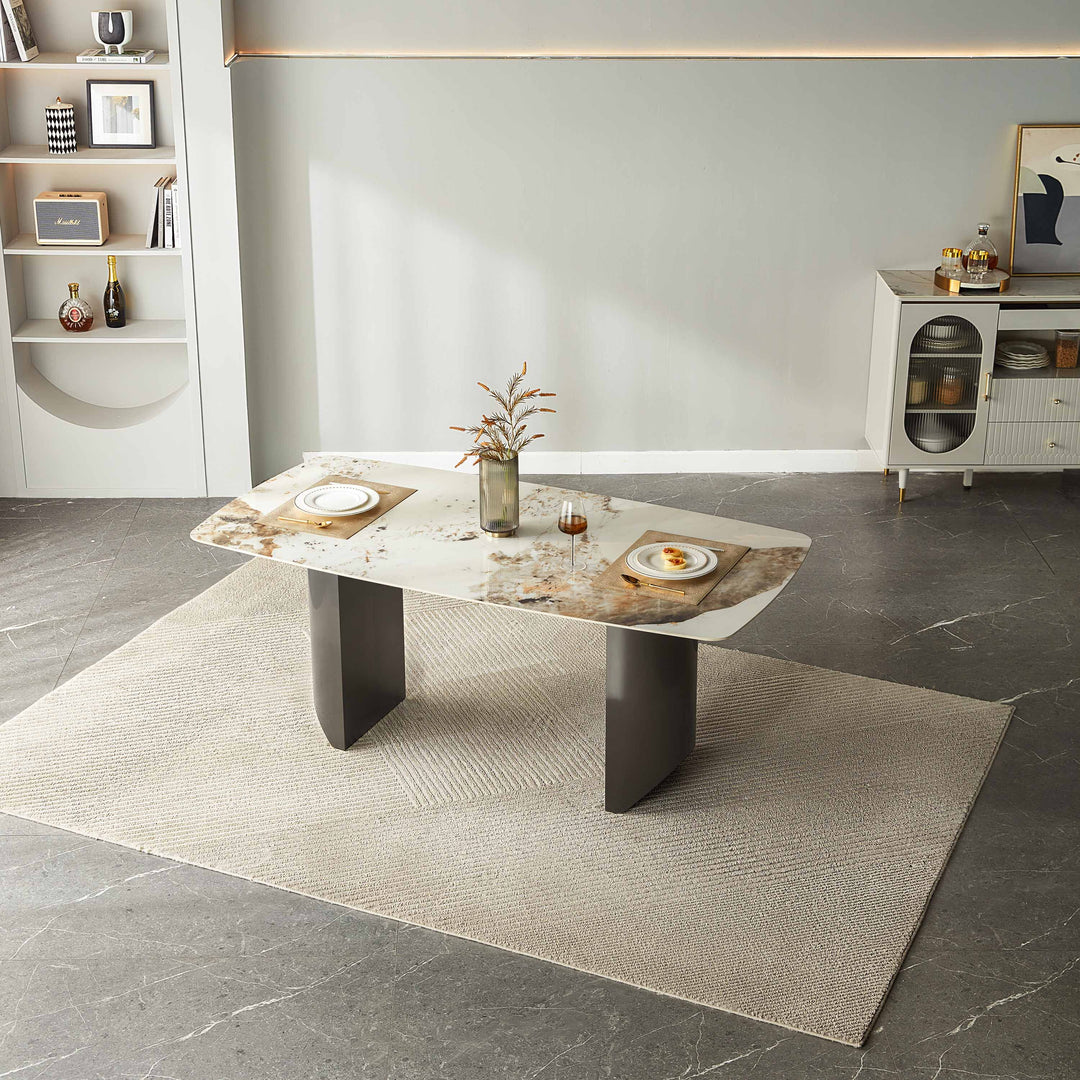 LOCHLAN Ceramic, White and Grey Dining Table