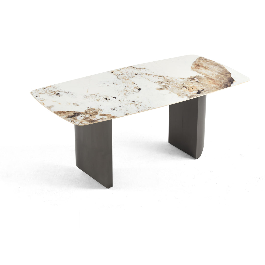 LOCHLAN Ceramic, White and Grey Dining Table