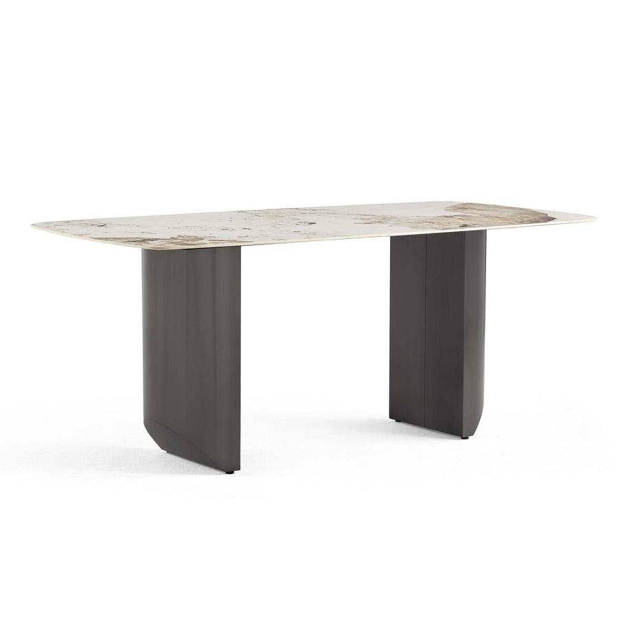 LOCHLAN Ceramic, White and Grey Dining Table