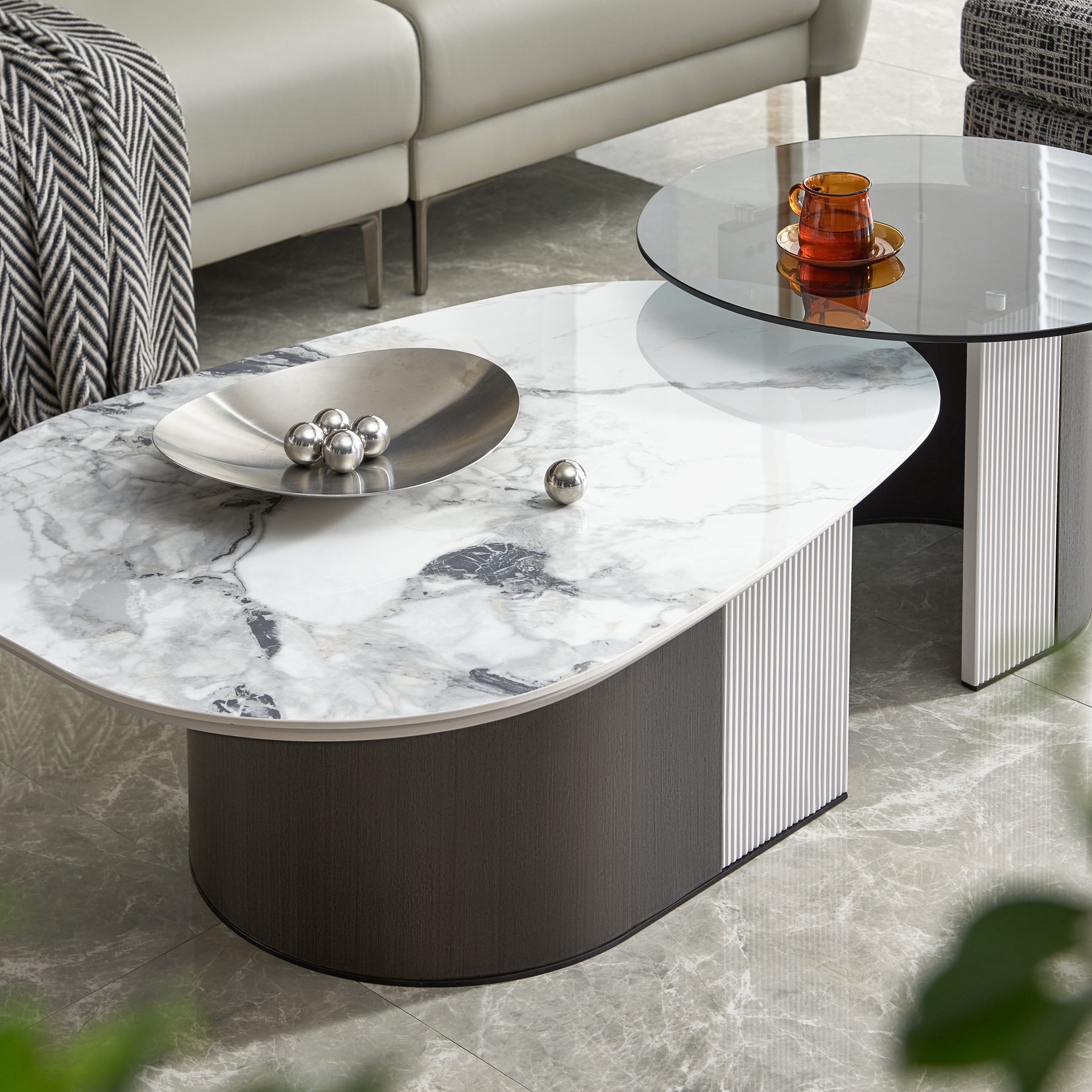CYRANO Luxury Dual Coffee Tables with Storage – Black & White – Home ...