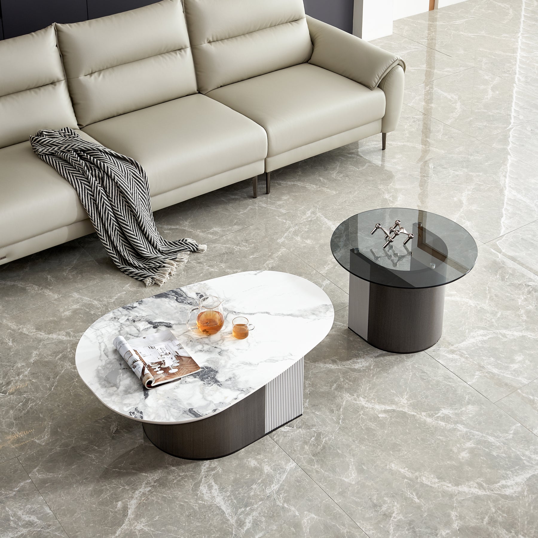 CYRANO Luxury Dual Coffee Tables with Storage – Black & White – Home ...