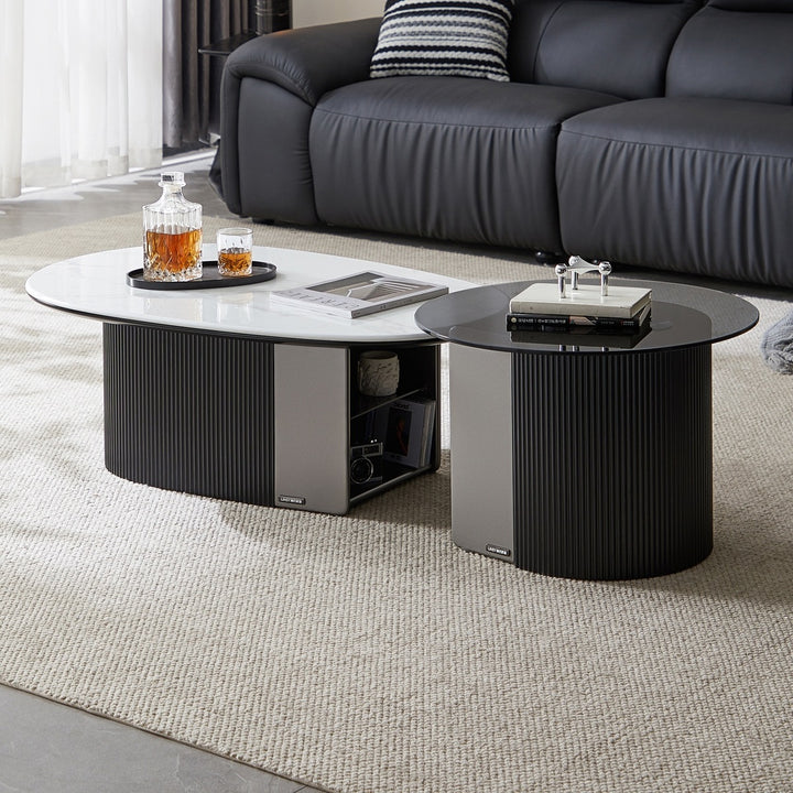 CYRANO Luxury Dual Coffee Tables with Storage – Black & White