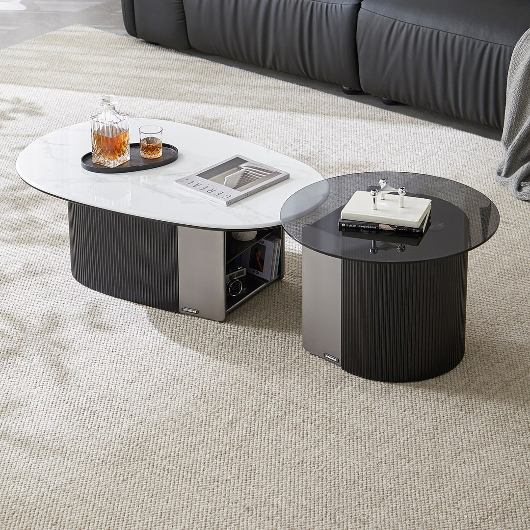 CYRANO Luxury Dual Coffee Tables with Storage – Black & White