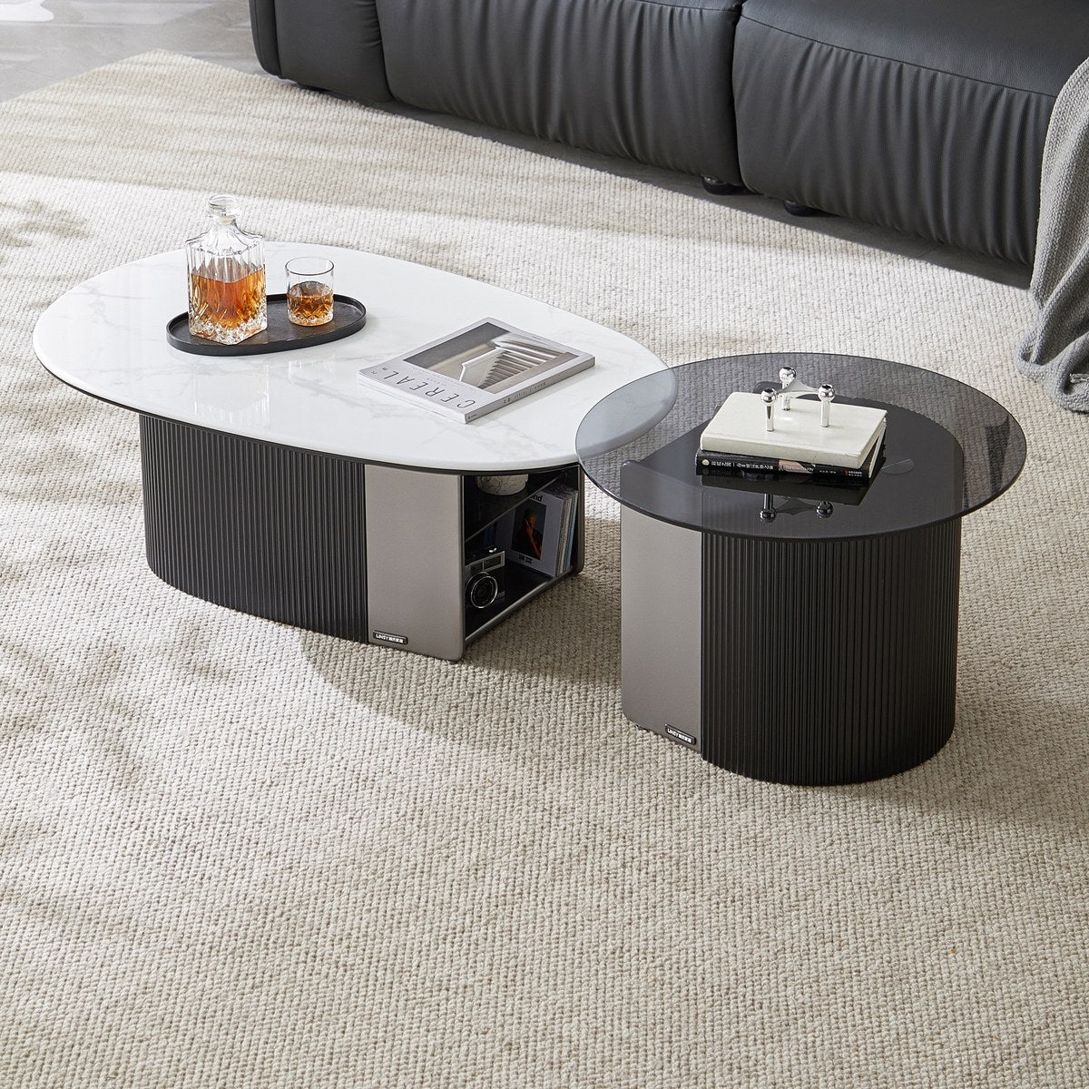 CYRANO Luxury Dual Coffee Tables with Storage – Black & White – Home ...