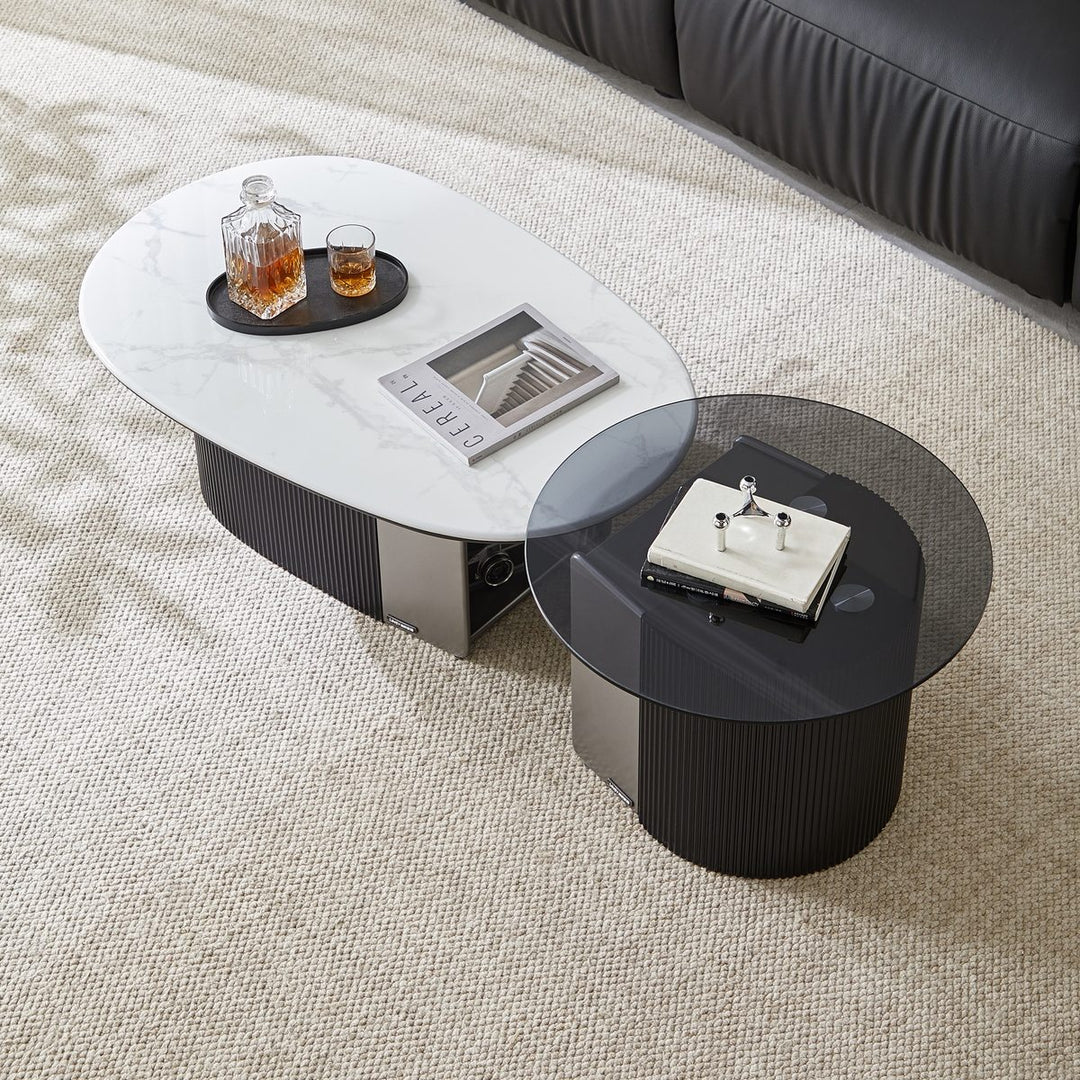 CYRANO Luxury Dual Coffee Tables with Storage – Black & White