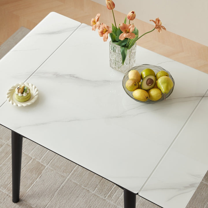 ARDENA Luxury White Stone Extendable Dining Table