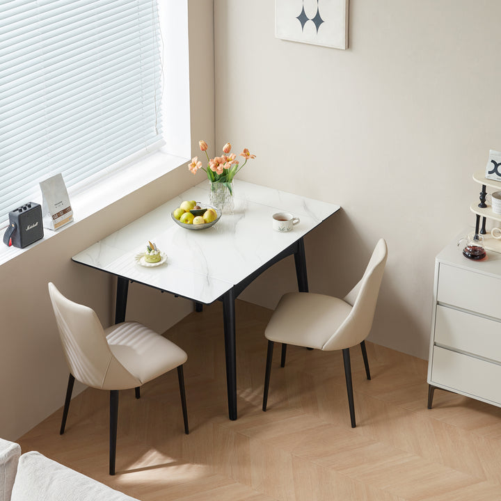 ARDENA Luxury White Stone Extendable Dining Table