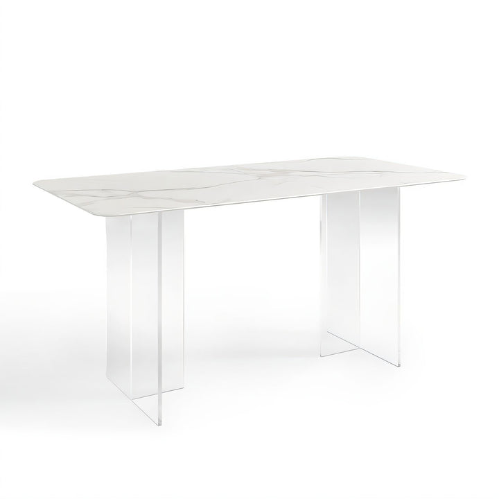 LYRA White, Ceramic and Acrylic Dining Table