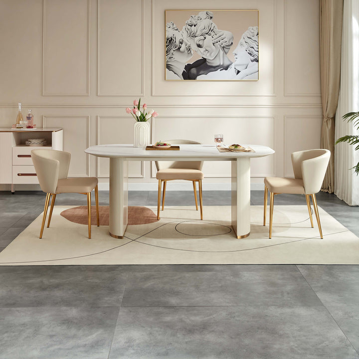 LINKIN Rounded, White Ceramic Dining Table