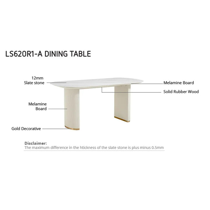 LINKIN Rounded, White Ceramic Dining Table