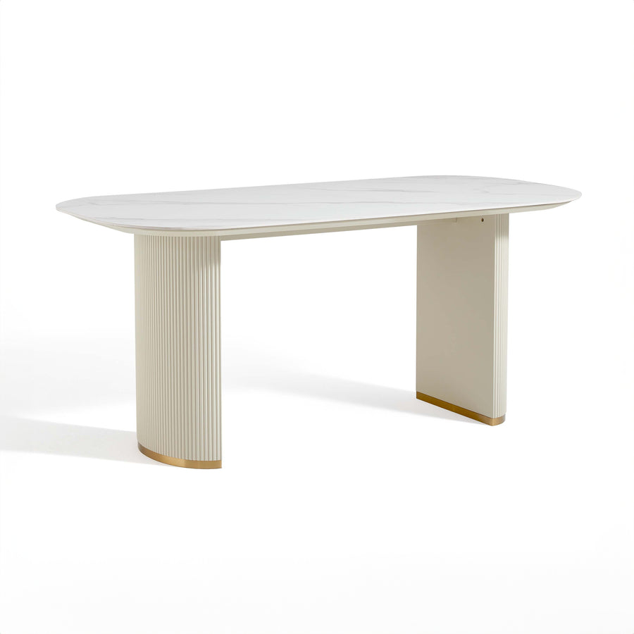 LINKIN Rounded, White Ceramic Dining Table