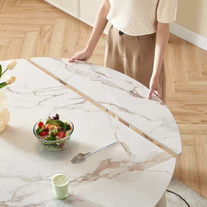 MARBELLE Minimalist Round Extendable Dining Table for Small Spaces