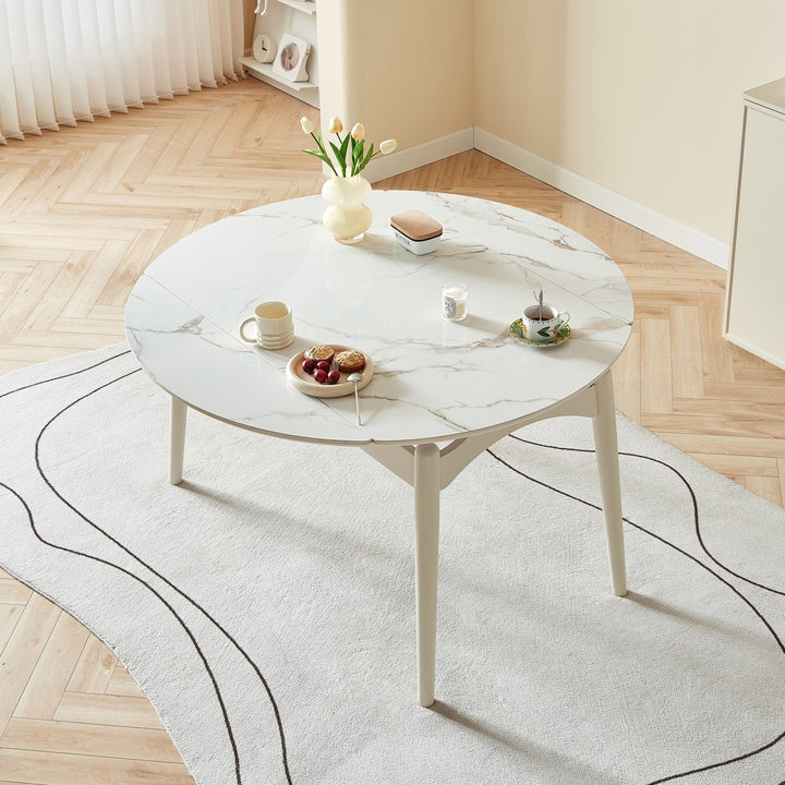MARBELLE Minimalist Round Extendable Dining Table for Small Spaces