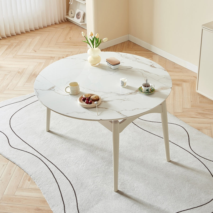 MARBELLE Minimalist Round Extendable Dining Table for Small Spaces