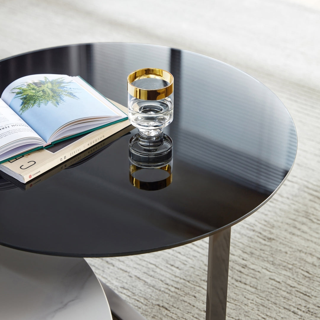 ZEPHYRA Black Glass Round Coffee Table