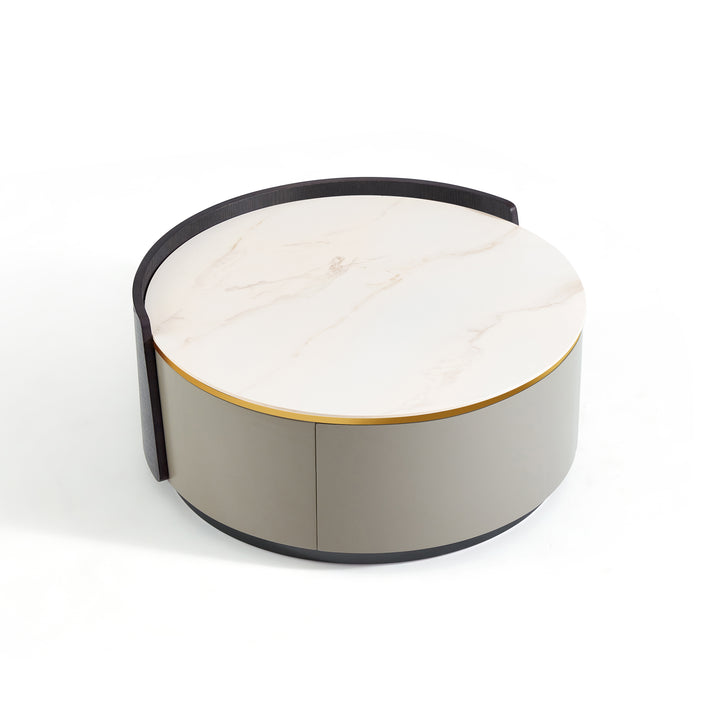 VAYLEN Luxury Round Coffee Table with Drawer
