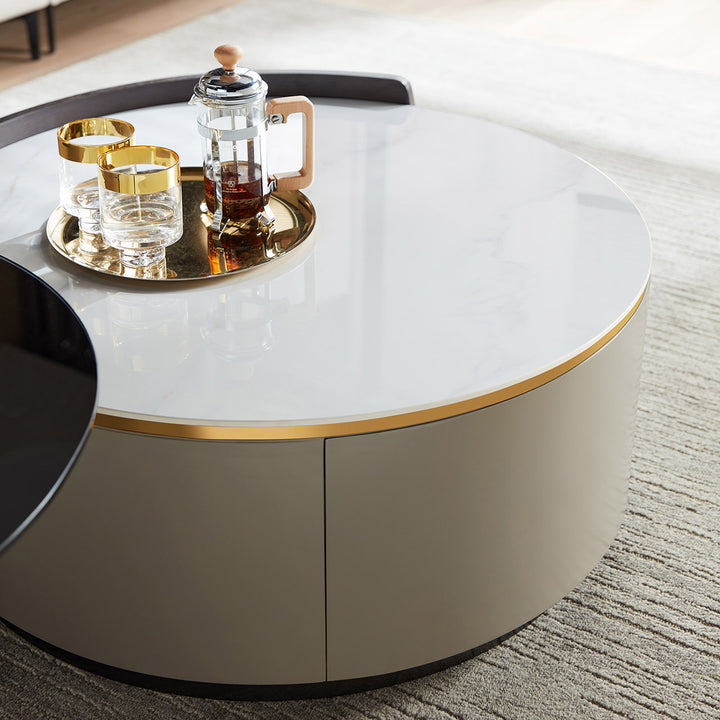 VAYLEN Luxury Round Coffee Table with Drawer
