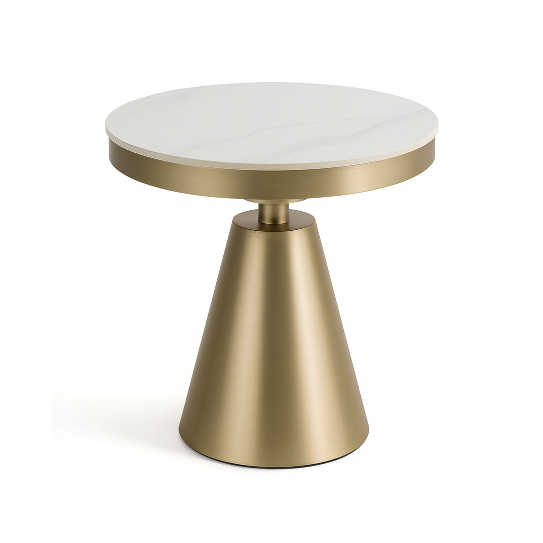 SELMIRA Marble & Gold End Table for Living Room