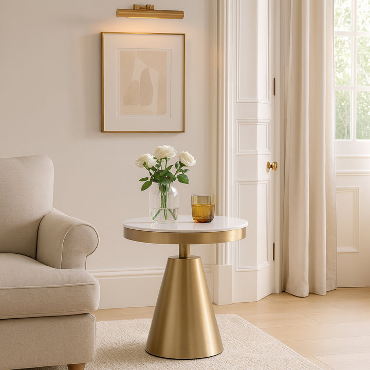 SELMIRA Marble & Gold End Table for Living Room