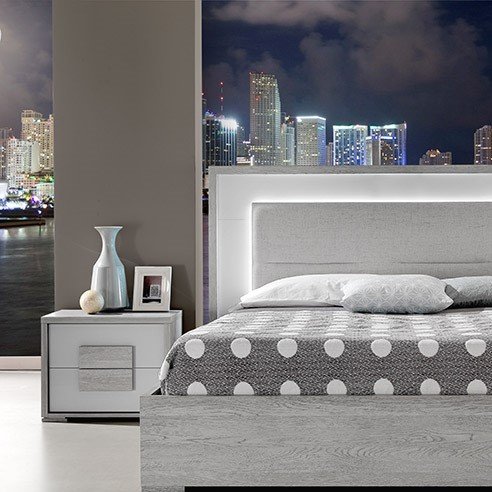 LIA Silver Ash Nightstand - Fabelli Italia