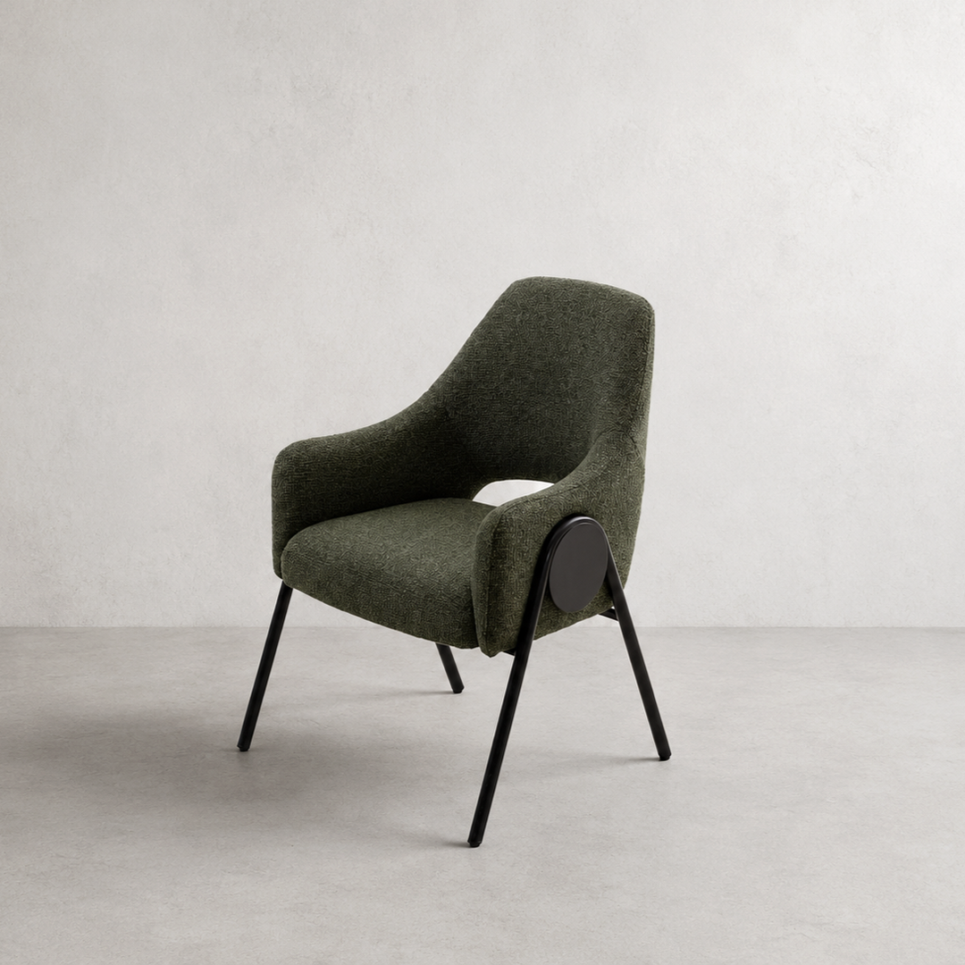 ARIYAH Green & Black Fabric Dining Chair