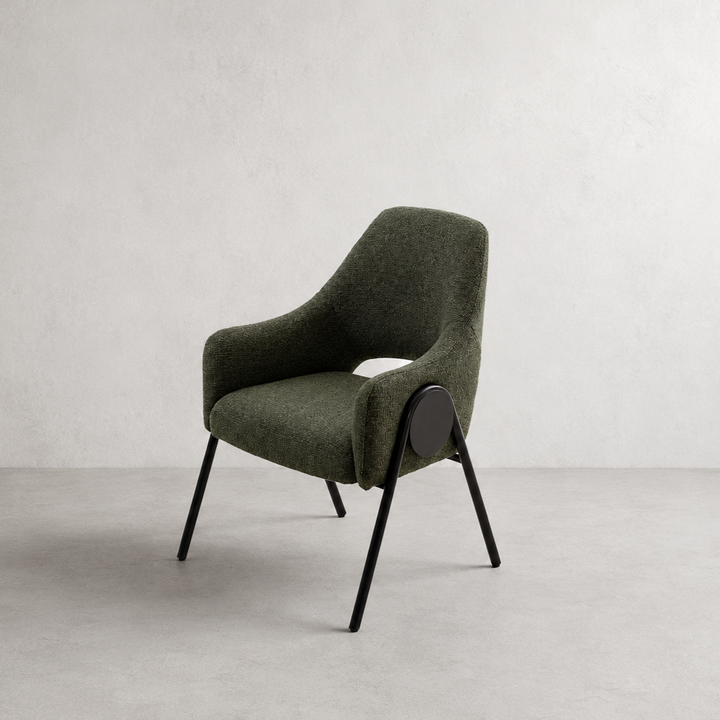 ARIYAH Green & Black Fabric Dining Chair