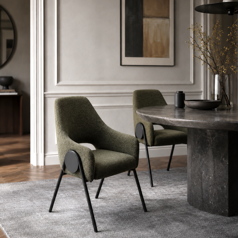 ARIYAH Green & Black Fabric Dining Chair
