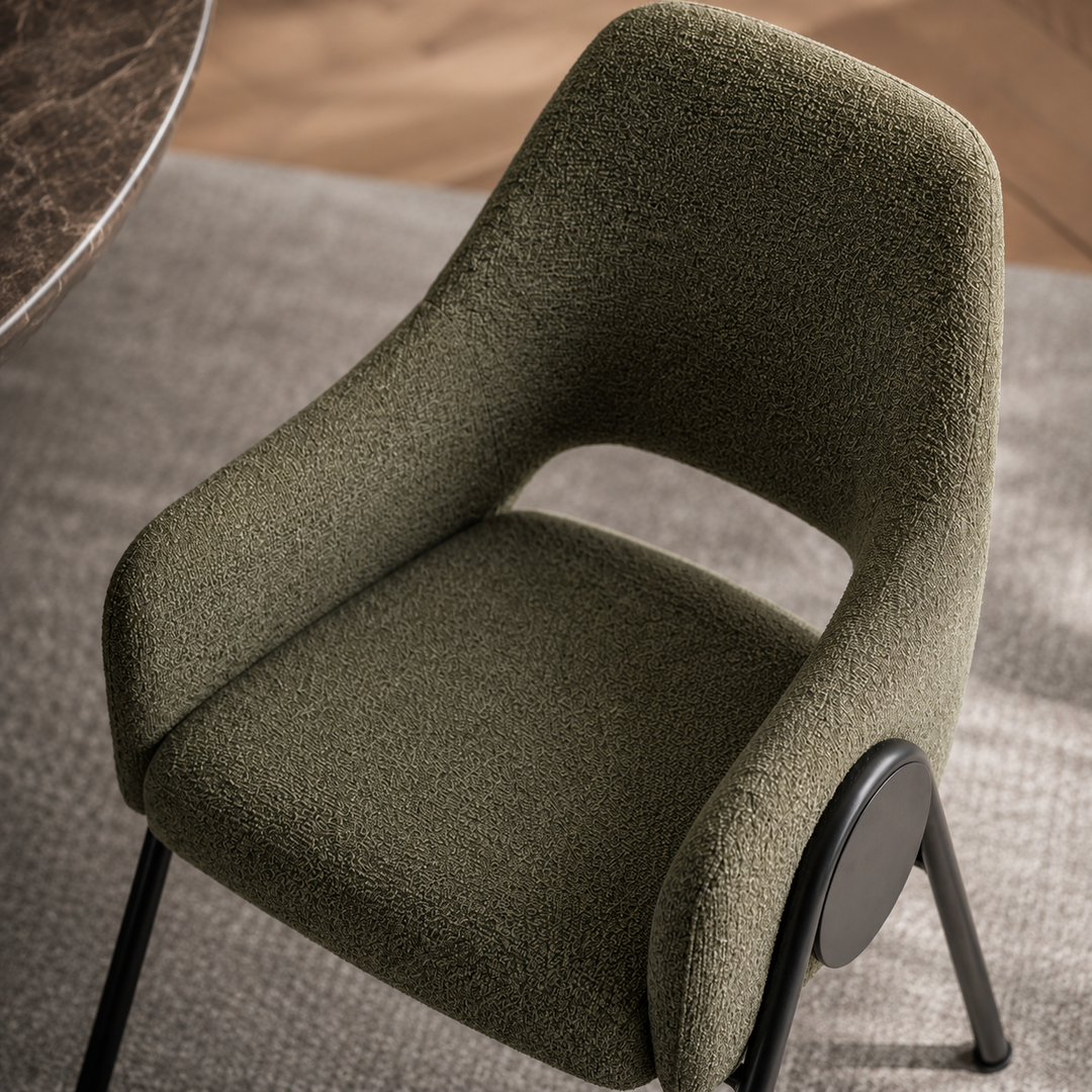ARIYAH Green & Black Fabric Dining Chair