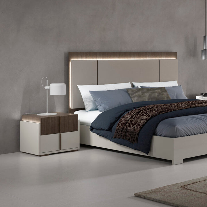LIVIA Hazel Taupe Nightstand - Fabelli Italia