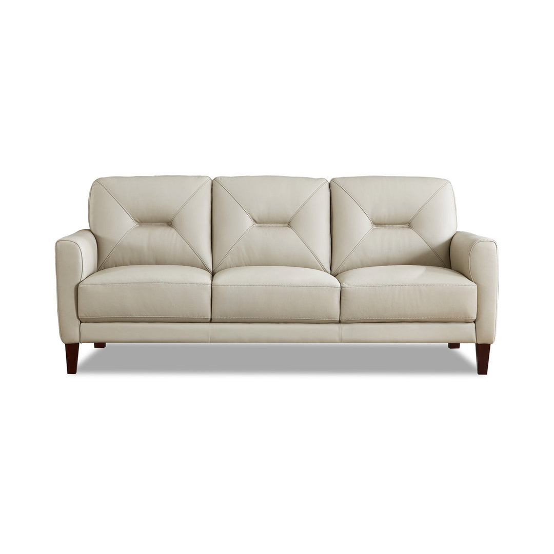 MAVIS Cream White Leather Sofa Collection 3 Seater