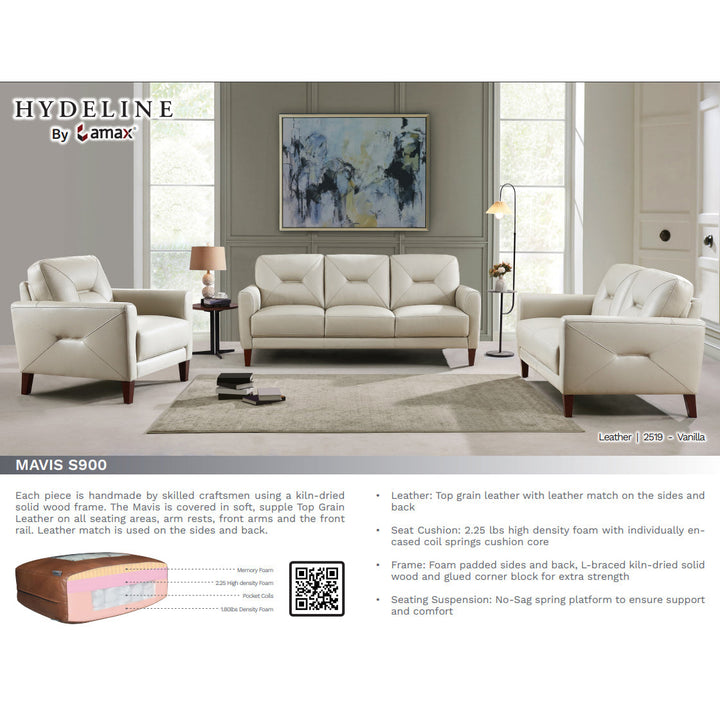 MAVIS Cream White Leather Sofa Collection