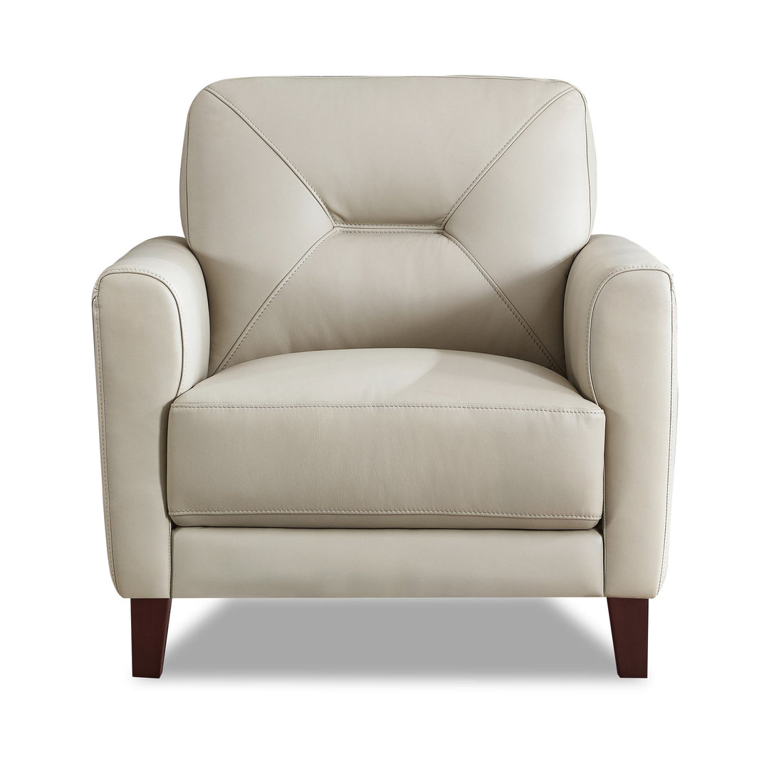 MAVIS Cream White Leather Sofa Collection 1 Seater