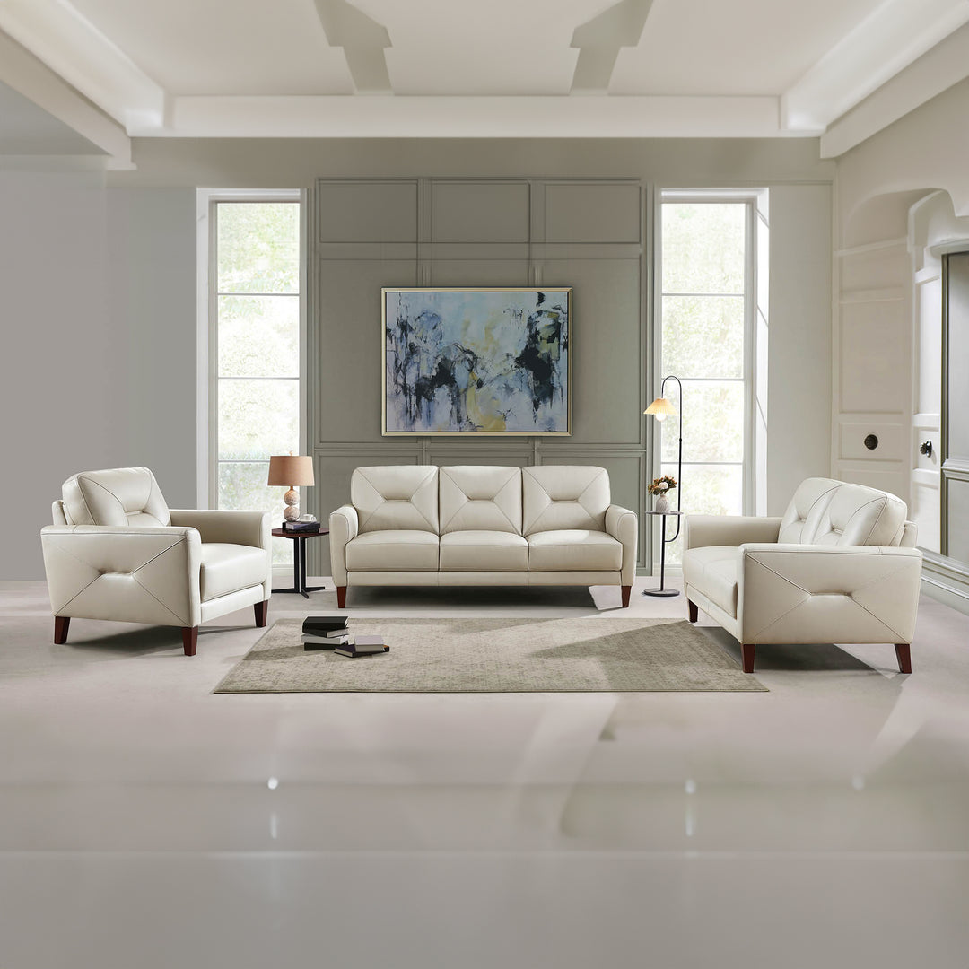 MAVIS Cream White Leather Sofa Collection