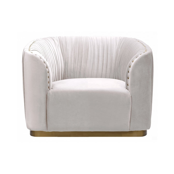 PRESTON Nailhead 1 Seater Sofa Cream