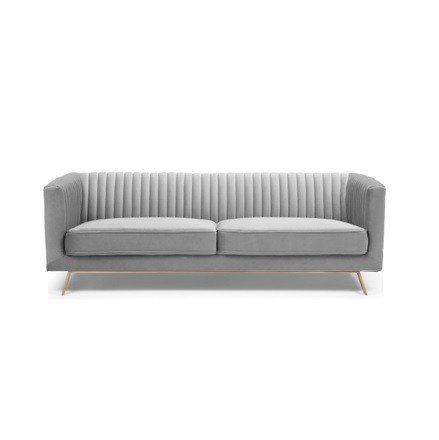 LUMENS Velvet 3 Seater Sofa Gray