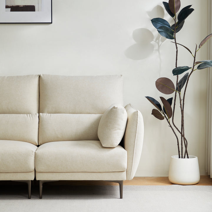 MYLAH Soft White Fabric Sofa