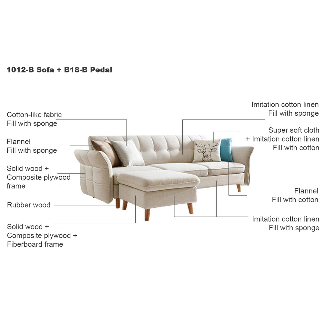 LILA Beige Sectional Sofa Bed
