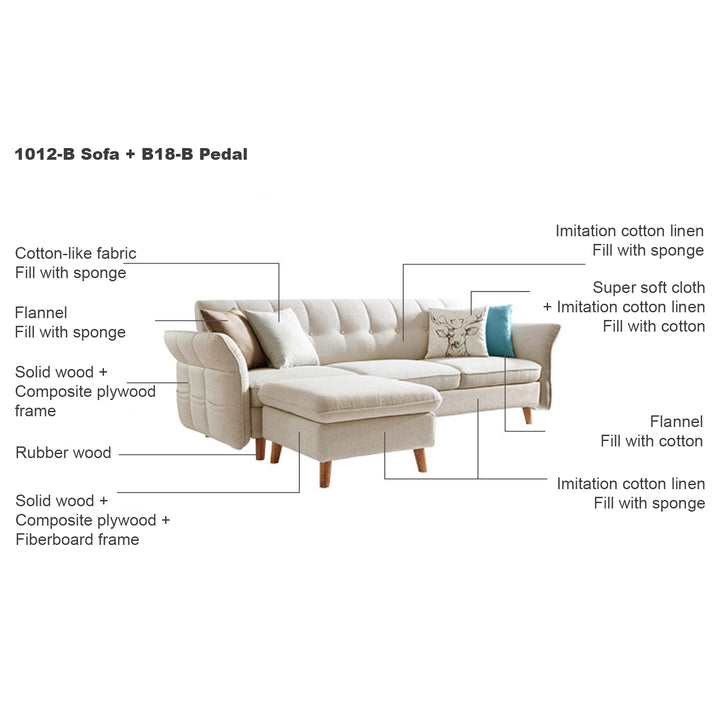 LILA Beige Sectional Sofa Bed