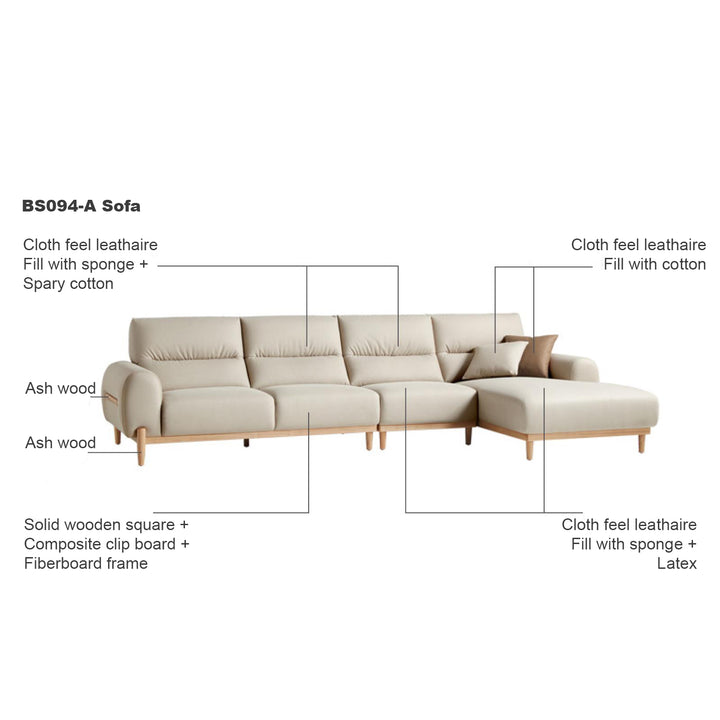 LIEZEL White Cream Sectional Sofa